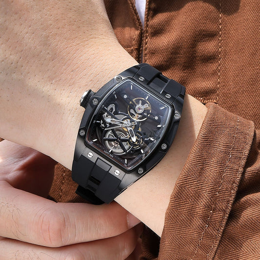 MEGIR 100% Original Fashion Men Watches Automatic Mechanical Watch Steel Case Sport Skeleton Wristwatch Waterproof Clock Reloj Hombre-1