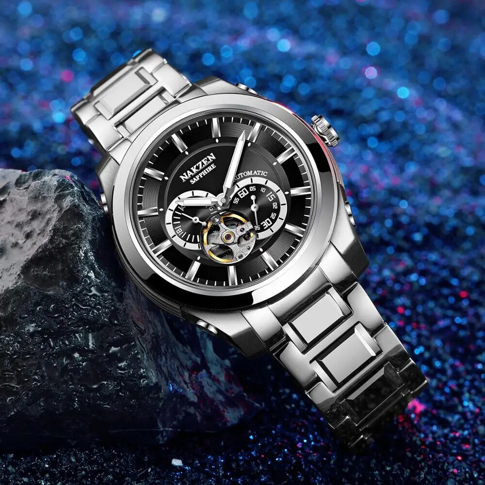 Montre NAKZEN Homme Automatique Miyota 82S7 - Saphir Acier - MEGIR