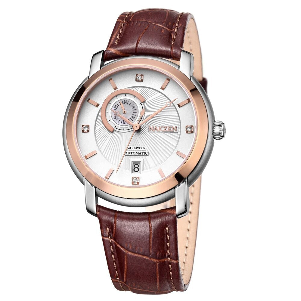 Montre NAKZEN Homme Automatique NH37 - Saphir Militaire Cuir - MEGIR