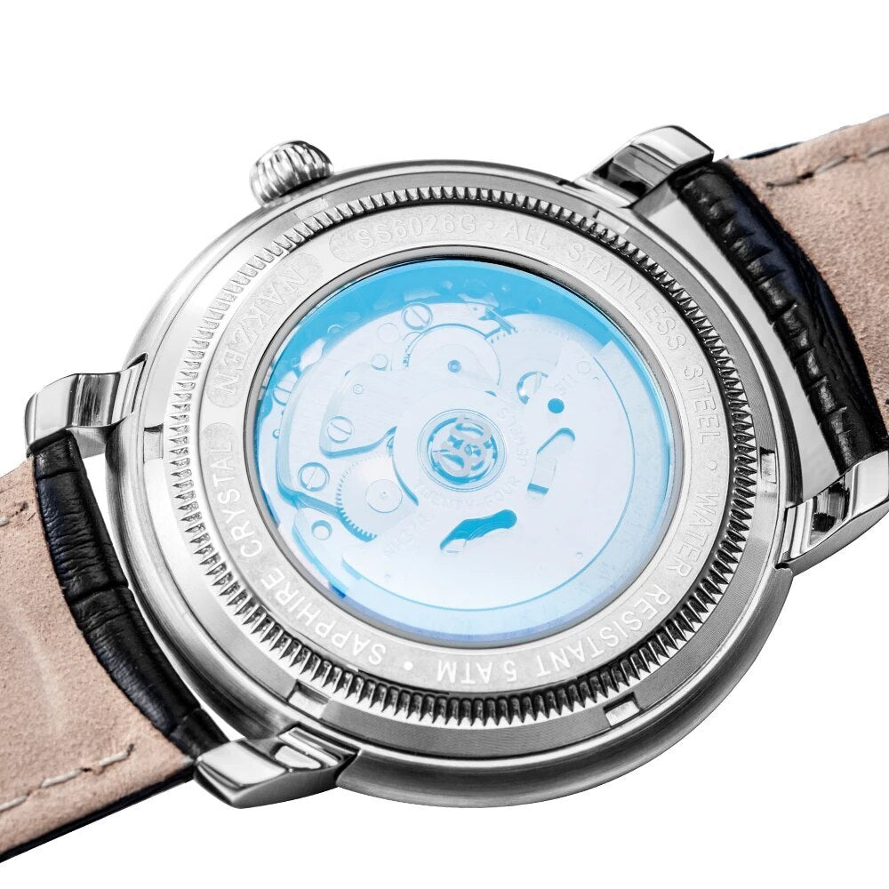 Montre NAKZEN Homme Automatique NH37 - Saphir Militaire Cuir - MEGIR