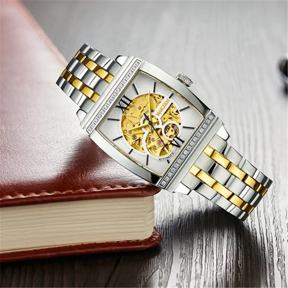 Montre NAKZEN Rectangle Automatique Tourbillon Homme - MEGIR