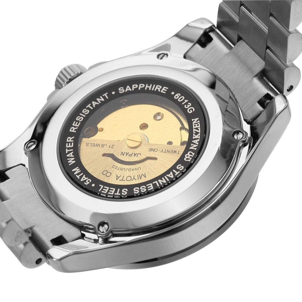 Montre NAKZEN Homme Automatique NH35 - Diamants Acier - MEGIR