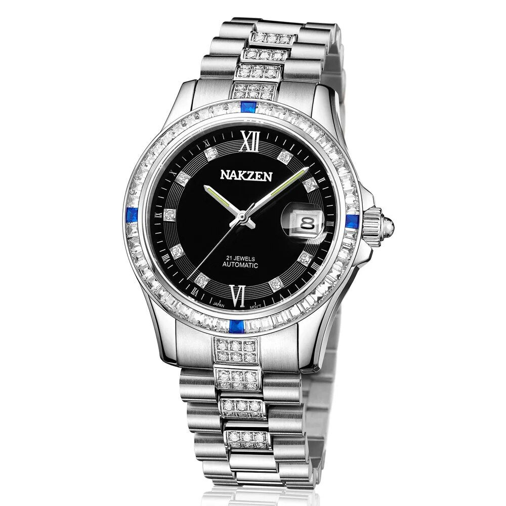 Montre NAKZEN Homme Automatique NH35 - Diamants Acier - MEGIR