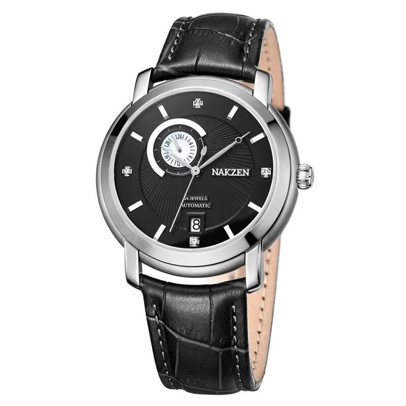 Montre NAKZEN Homme Automatique NH37 - Saphir Militaire Cuir - MEGIR