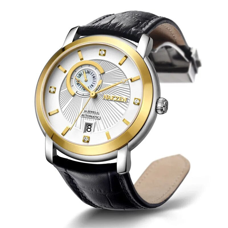 Montre NAKZEN Homme Automatique NH37 - Saphir Militaire Cuir - MEGIR
