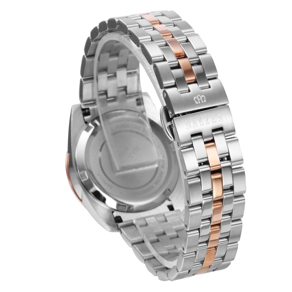 NAKZEN Montre Femme Or Quartz - Diamants Calendrier - MEGIR