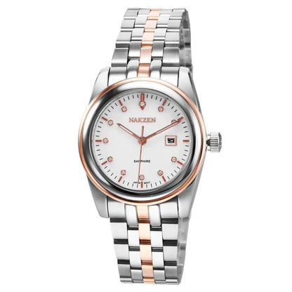 NAKZEN Montre Femme Or Quartz - Diamants Calendrier - MEGIR