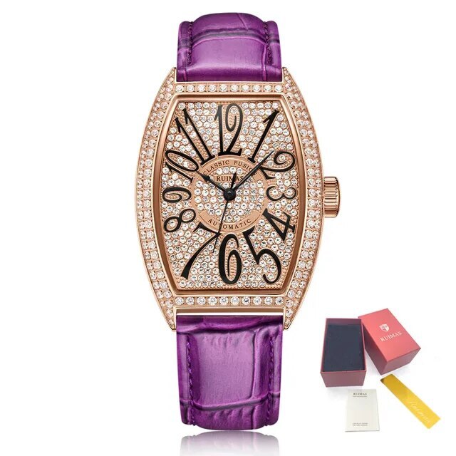 Montre RUIMAS Femme Diamants Automatique Cuir - MEGIR