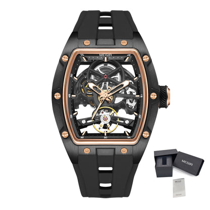 MEGIR 100% Original Fashion Men Watches Automatic Mechanical Watch Steel Case Sport Skeleton Wristwatch Waterproof Clock Reloj Hombre-15