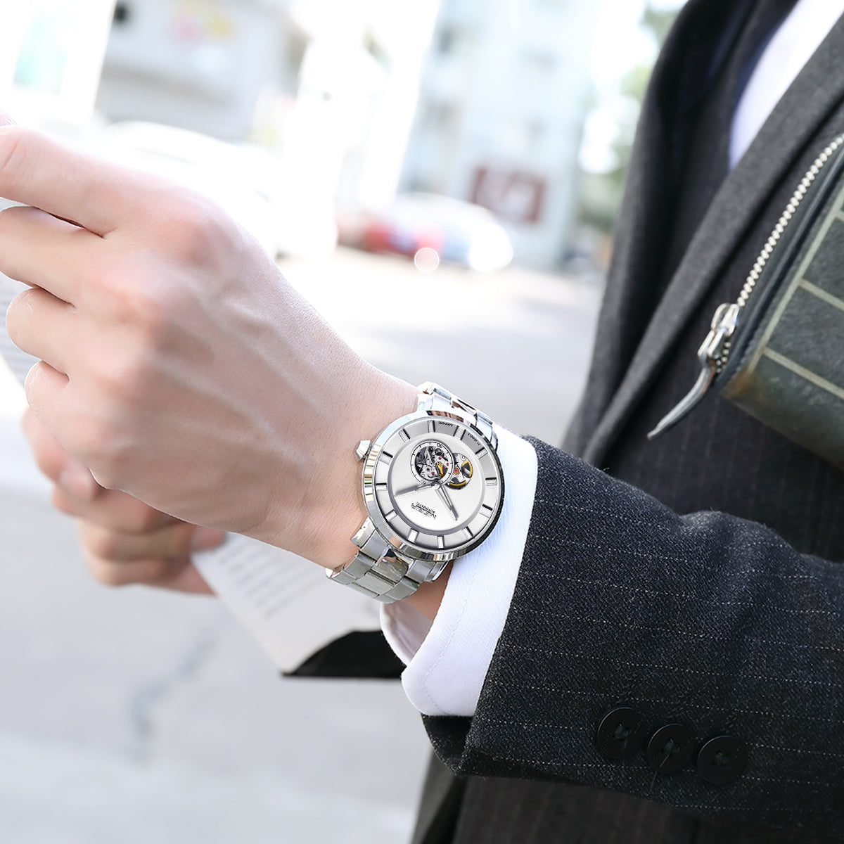MEGIR Montre Homme Classique - Acier Inoxydable - MEGIR