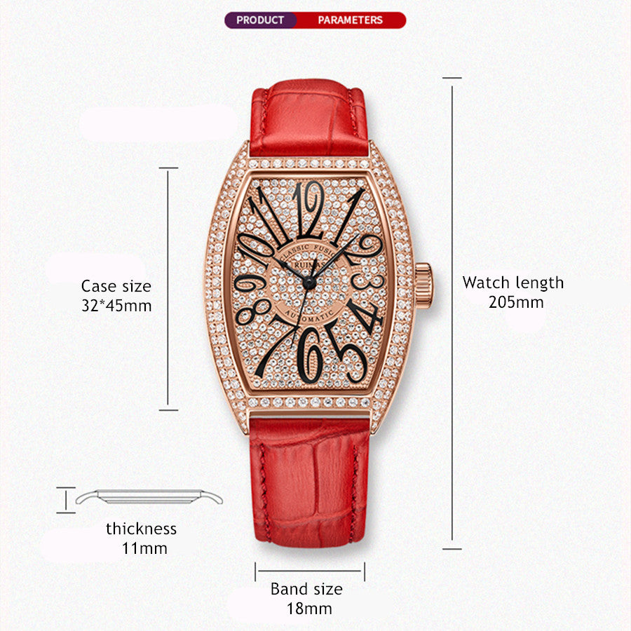 Montre RUIMAS Femme Diamants Automatique Cuir - MEGIR