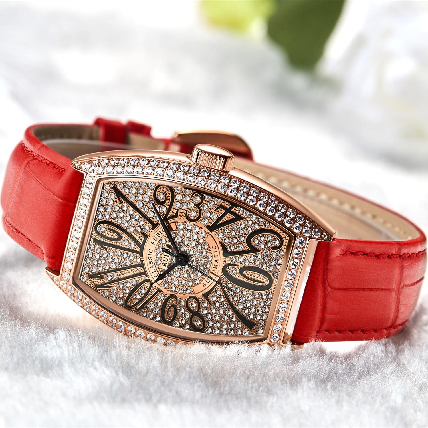 Montre RUIMAS Femme Diamants Automatique Cuir - MEGIR