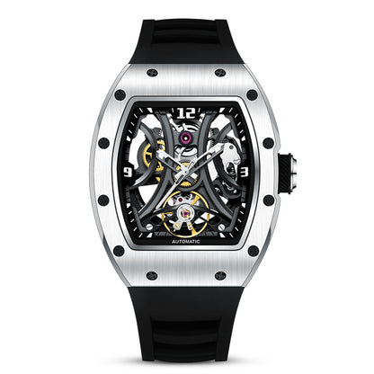New Skeleton Big Dial Mechanical Watch for Men Fashion Luminous Automatic Movement Wristwatch Stainless Steel Case Clock 9190-11-11