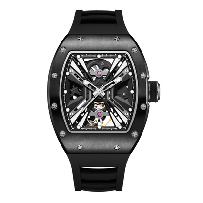New Skeleton Dial Men's Watch Stainless Steel Case Automatic Mechanical Wristwatches 30M Waterproof Sports Watches Gift 9190-4-9