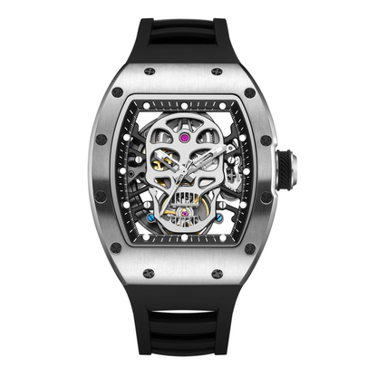 New Men's Watches Skull Hollow Dial Face Mechanical Watch Steel Case Waterproof Sport Wristwatch Automatic Movement Clock 9190-7-11