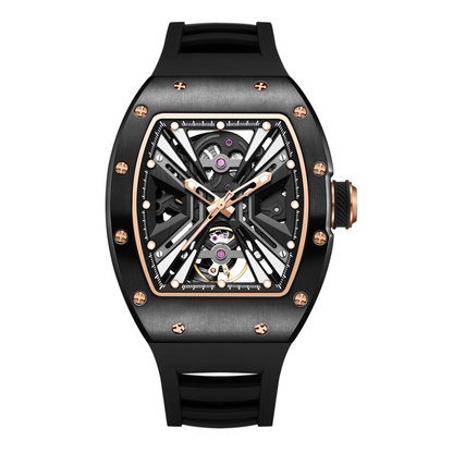New Skeleton Dial Men's Watch Stainless Steel Case Automatic Mechanical Wristwatches 30M Waterproof Sports Watches Gift 9190-4-14
