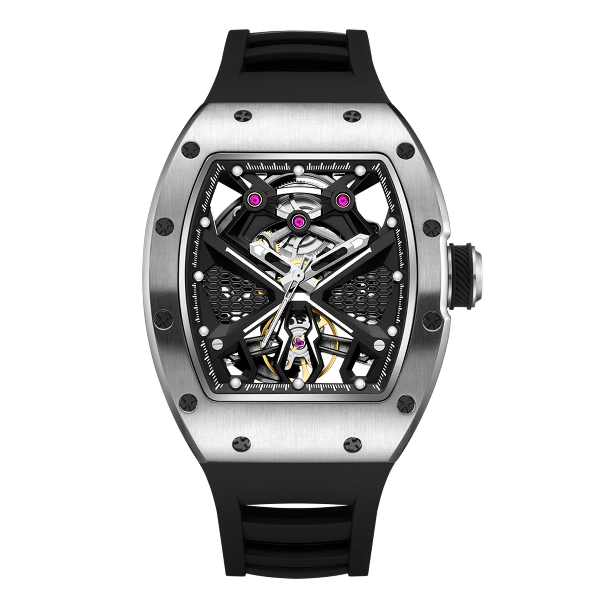 New Hollow Out Dial Men Mechanical Watch Fashion Stainless Steel Automatic Wristwatch Waterproof Watch Clock Montre Homme 9190-5-17