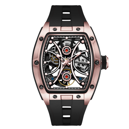 New Men's Sports Watch Fashion Automatic Mechanical Movement Watches Skeleton Luminous Waterproof Business Wristwatches 9198-4-12
