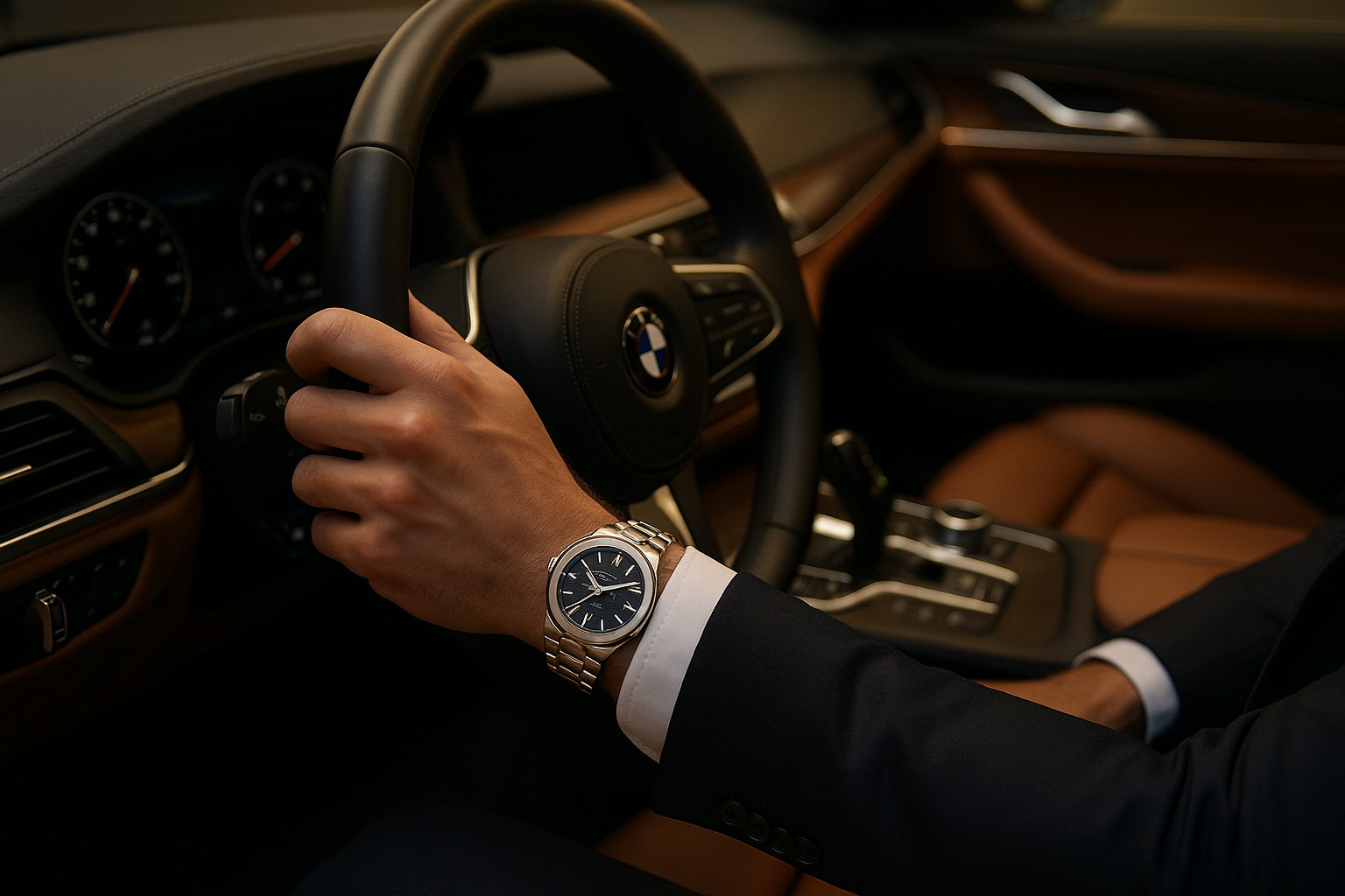 Homme confiant portant une montre élégante dans un style urbain