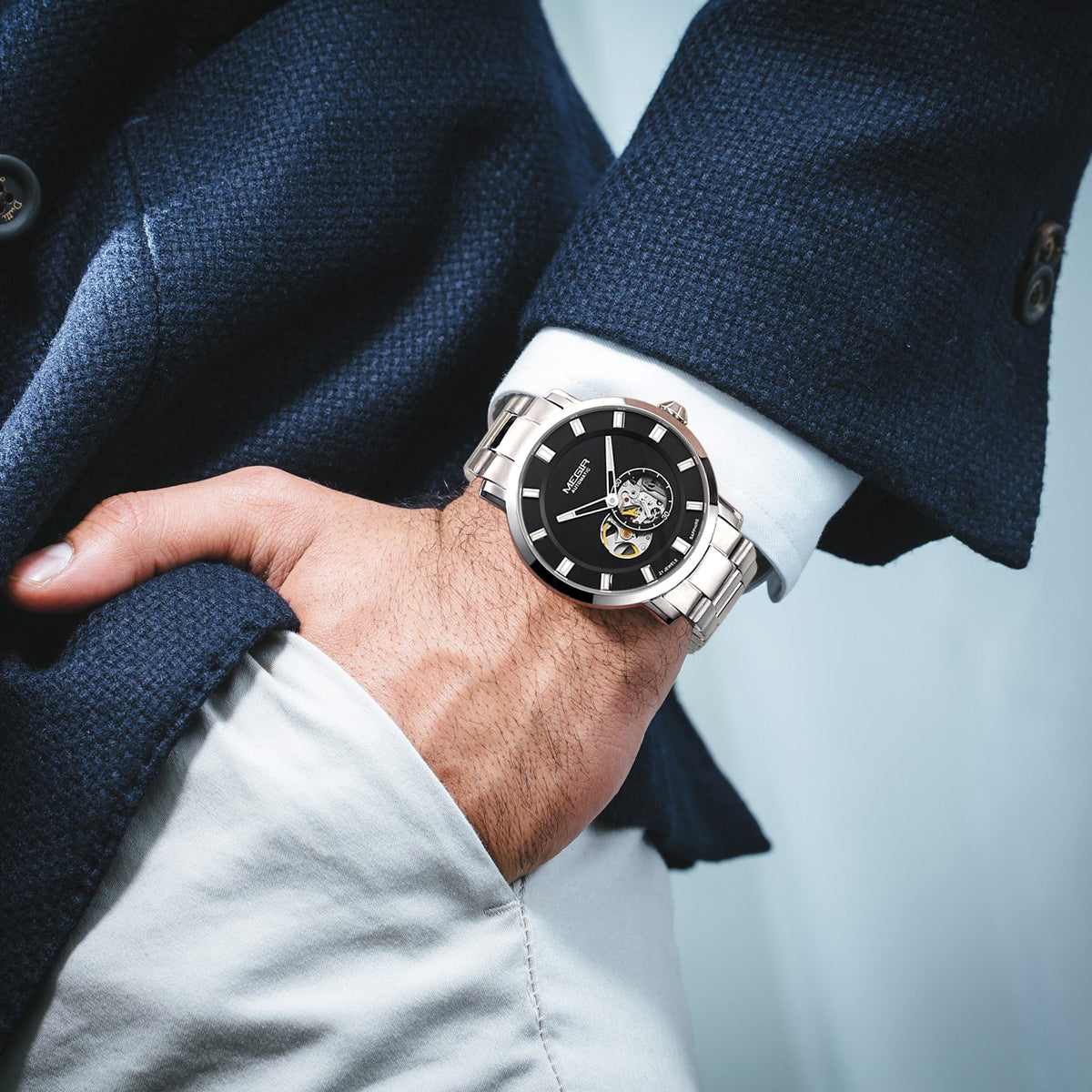 MEGIR Montre Homme Classique - Acier Inoxydable - MEGIR